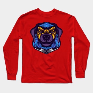 blue dog head illustration Long Sleeve T-Shirt